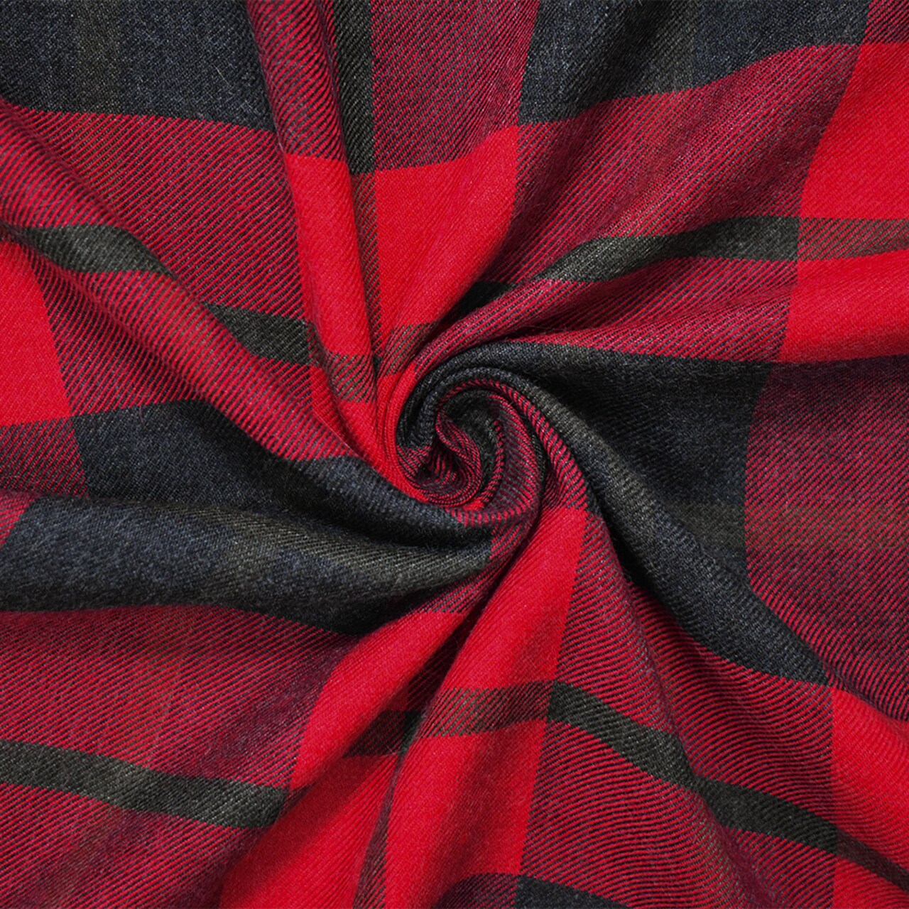 Red-Black Famous Maker Cotton Plaid Check Twill Woven Fabric By the Yard
